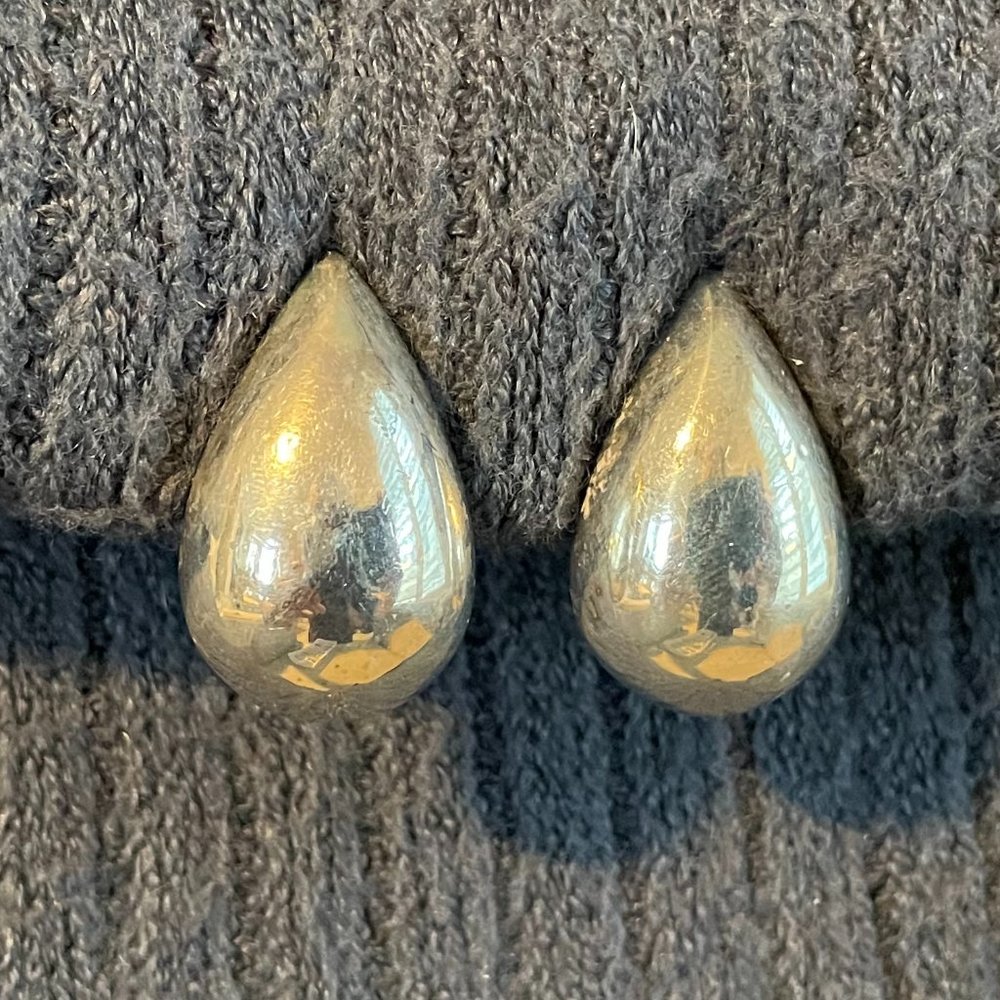 Simon Sebbag Sterling Silver Tear Shaped Clip Earrings